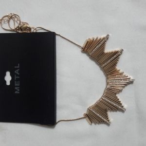 Necklace Gold Color with Rhinestones